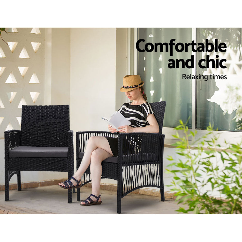 Gardeon 2PC Outdoor Dining Chairs Patio Furniture Wicker Lounge Chair Garden-Outdoor Chairs-PEROZ Accessories