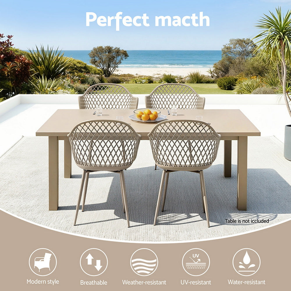 Gardeon 4PC Outdoor Dining Chairs PP Lounge Chair Patio Furniture Garden Coffee-Furniture > Outdoor > Outdoor Chairs-PEROZ Accessories
