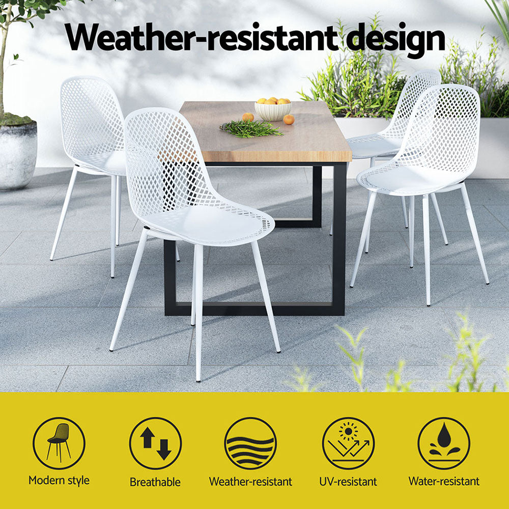Gardeon 4PC Outdoor Dining Chairs PP Lounge Chair Patio Garden Furniture White-Furniture > Bar Stools & Chairs-PEROZ Accessories