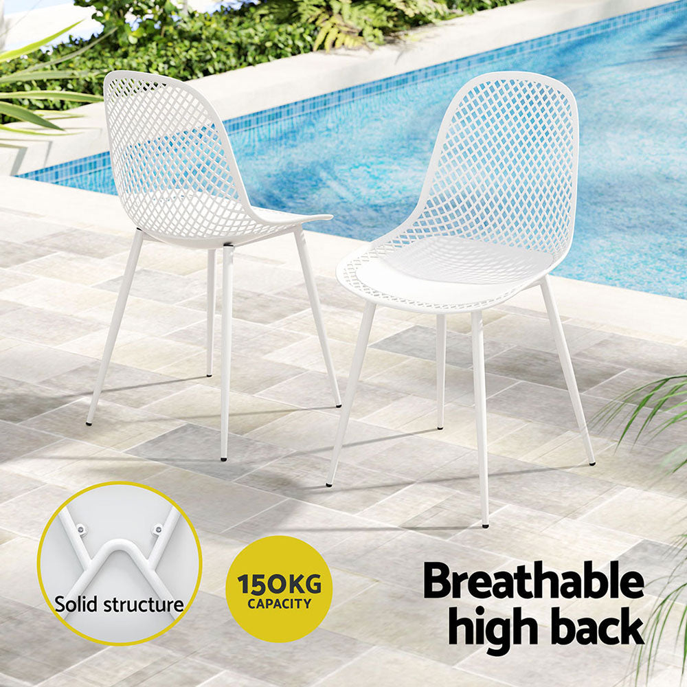 Gardeon 4PC Outdoor Dining Chairs PP Lounge Chair Patio Garden Furniture White-Furniture > Bar Stools & Chairs-PEROZ Accessories
