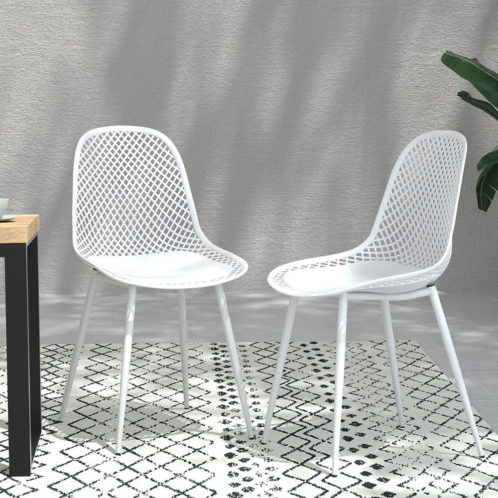 Gardeon 4PC Outdoor Dining Chairs PP Lounge Chair Patio Garden Furniture White-Furniture > Bar Stools & Chairs-PEROZ Accessories