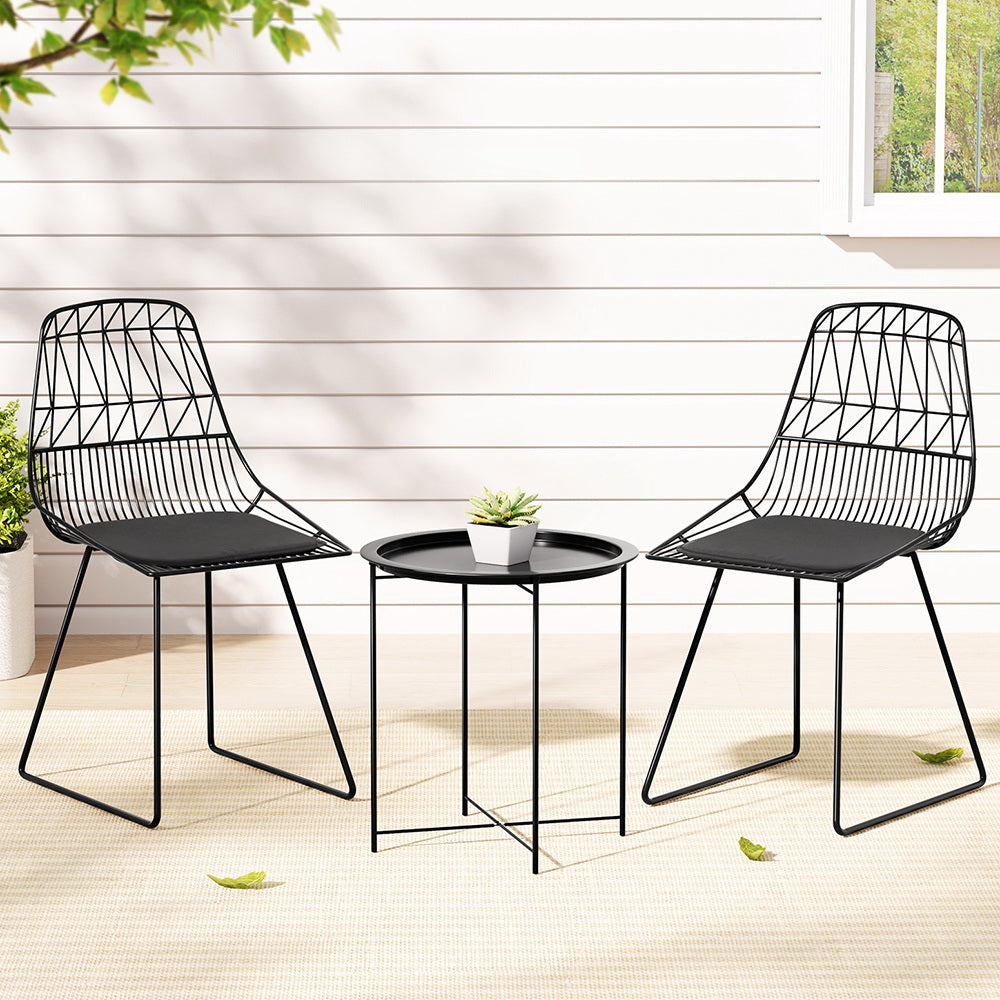 Gardeon 3PC Outdoor Bistro Set Patio Furniture Lounge Chairs Table Garden-Furniture > Outdoor-PEROZ Accessories