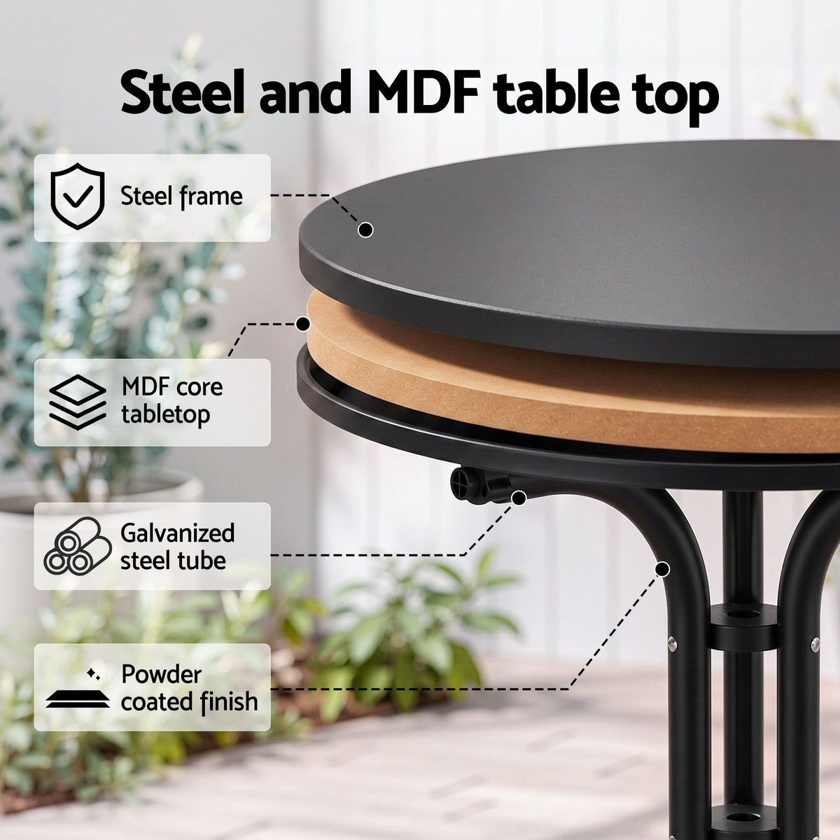Gardeon 5PCS Outdoor Dining Set Table and Chairs Patio Furniture Garden Black-Furniture > Outdoor > Outdoor Dining Sets-PEROZ Accessories
