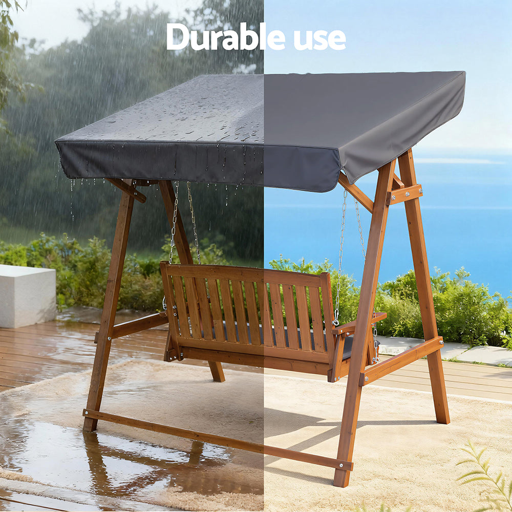 Gardeon Swing Chair Wooden Garden Bench Canopy 2 Seater Outdoor Furniture-Swing Chairs-PEROZ Accessories