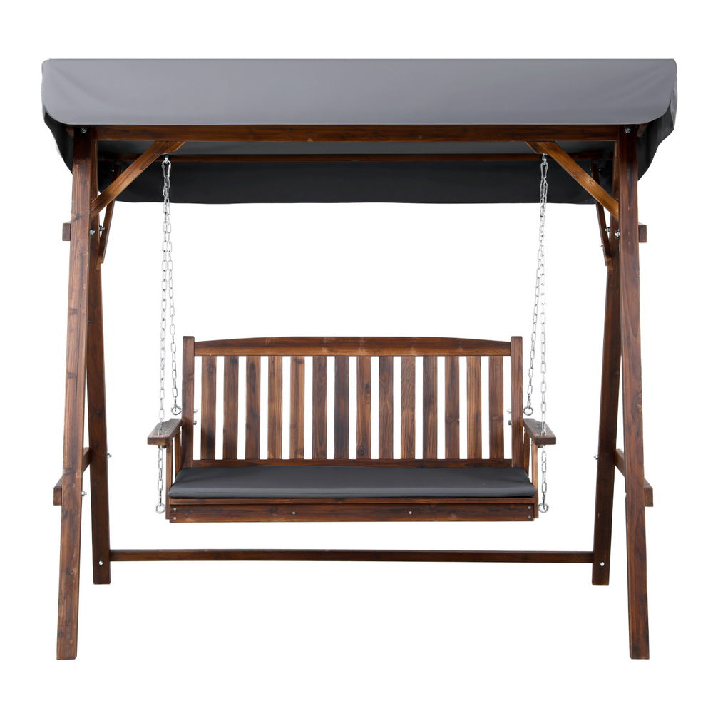 Gardeon Wooden Swing Chair Garden Bench Canopy 3 Seater Outdoor Furniture-Swing Chairs-PEROZ Accessories