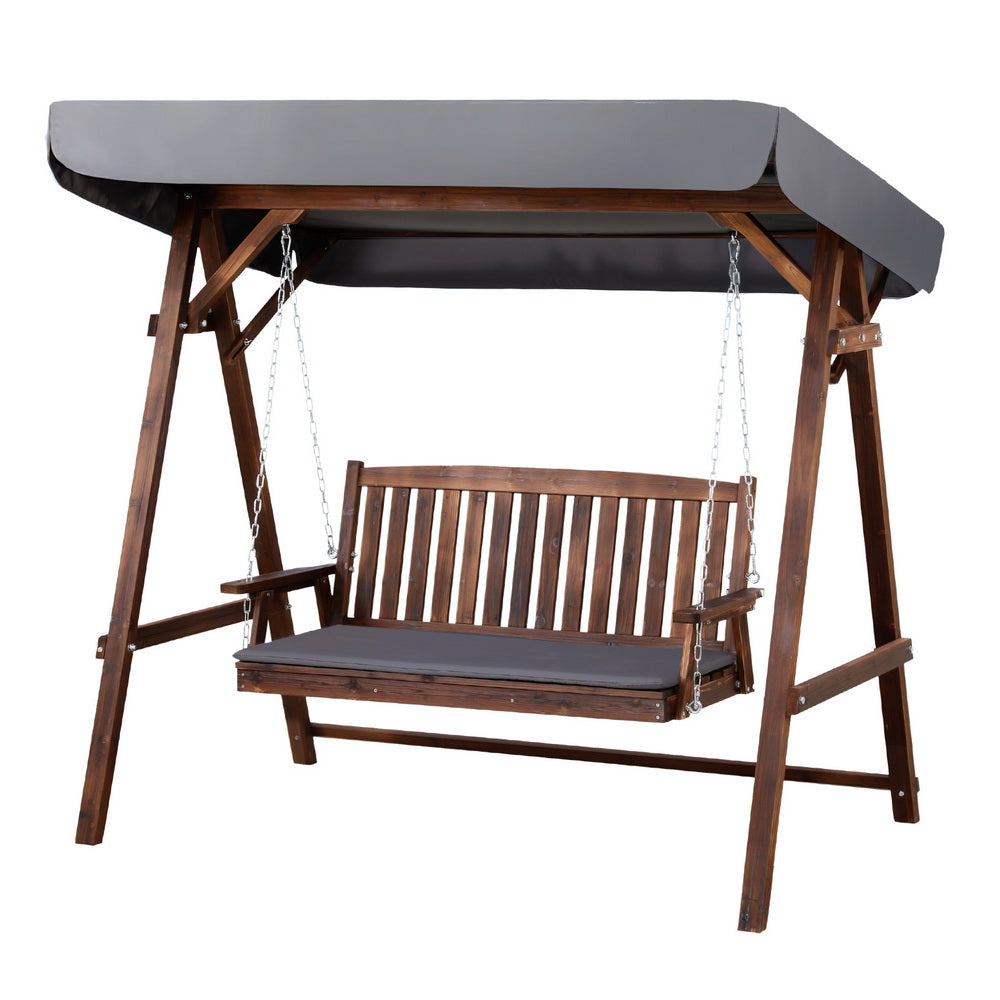 Gardeon Wooden Swing Chair Garden Bench Canopy 3 Seater Outdoor Furniture-Swing Chairs-PEROZ Accessories