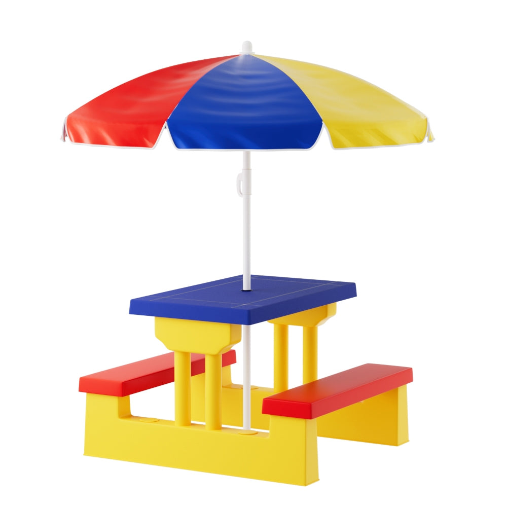Keezi Kids Outdoor Table and Chairs Set Picnic Bench Umbrella Children Indoor-Baby & Kids > Kid&