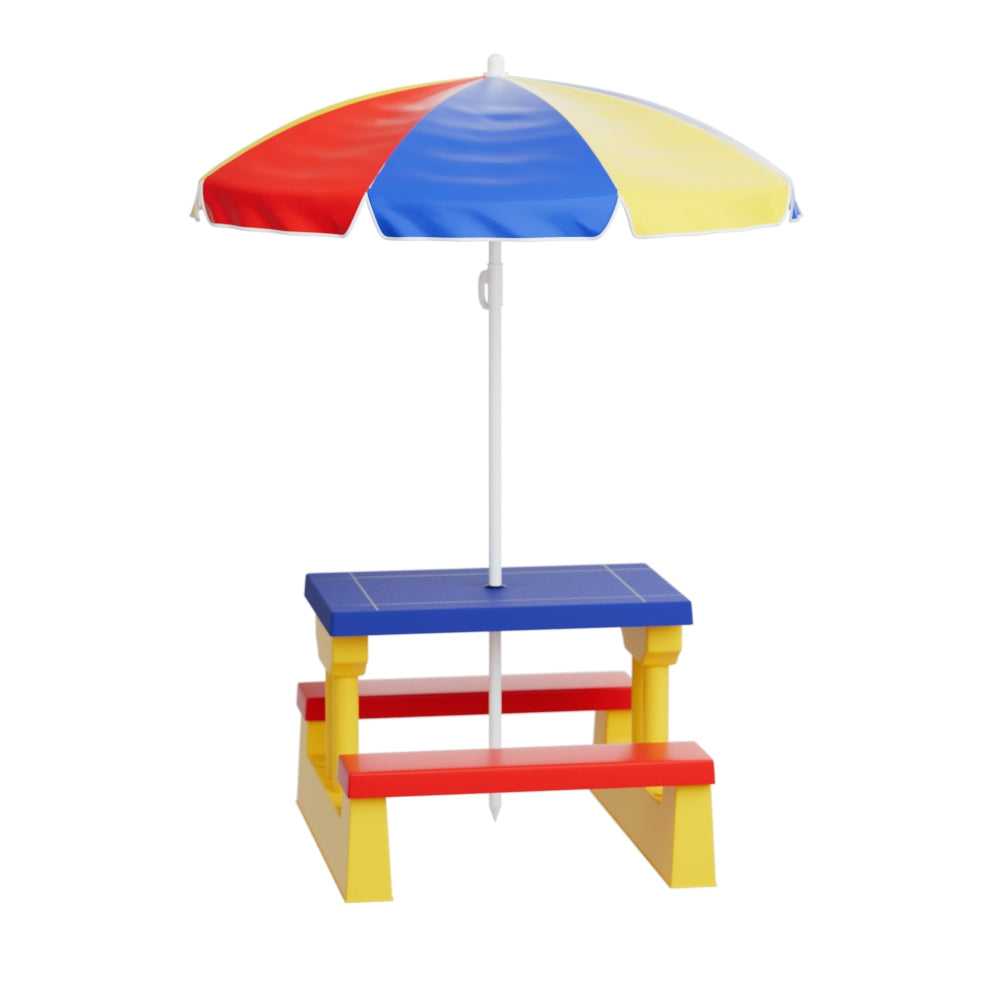 Keezi Kids Outdoor Table and Chairs Set Picnic Bench Umbrella Children Indoor-Baby & Kids > Kid&