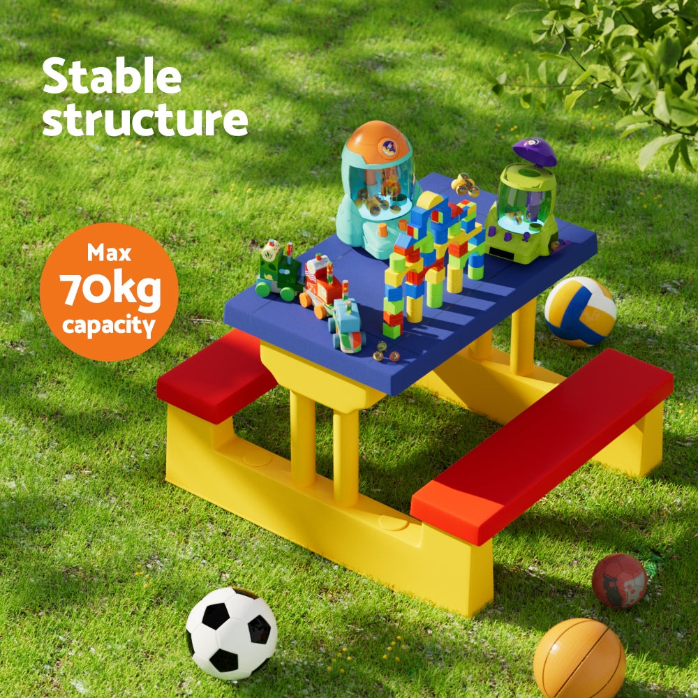 Keezi Kids Outdoor Table and Chairs Set Picnic Bench Umbrella Children Indoor-Baby & Kids > Kid&