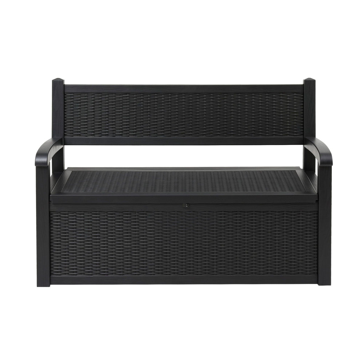 Gardeon Outdoor Storage Box Bench 254L Resin Armset Backrest Lockable Black-Furniture > Outdoor > Outdoor Benches-PEROZ Accessories