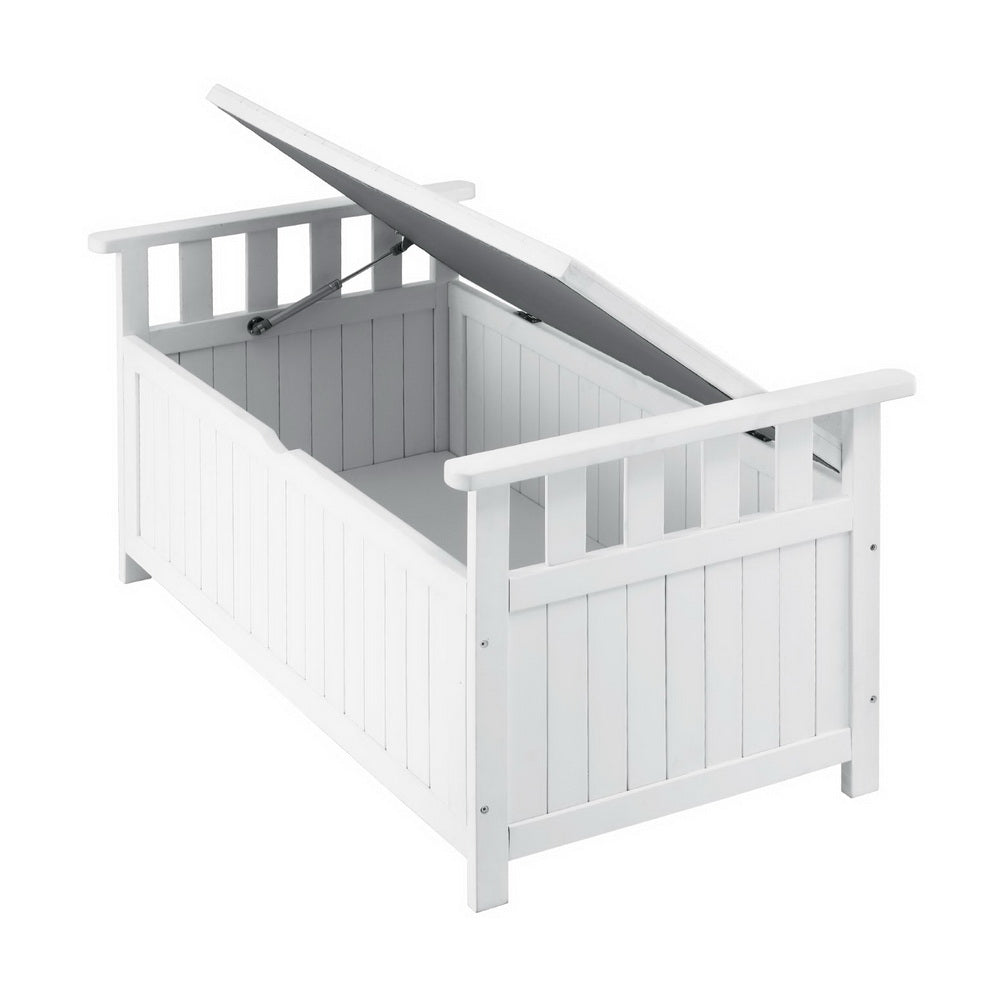 Gardeon Outdoor Storage Bench Box Wooden Garden Toy Tool Patio Furniture White-Furniture > Outdoor > Outdoor Benches-PEROZ Accessories