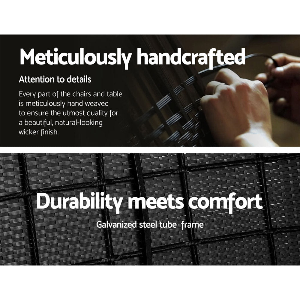 Gardeon 4 Seater Outdoor Sofa Set Wicker Setting Table Chair Furniture Black-Outdoor Dining Sets-PEROZ Accessories