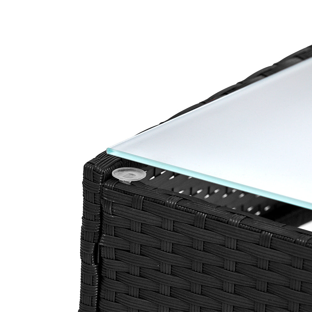 Gardeon 4 Seater Outdoor Sofa Set Wicker Setting Table Chair Furniture Black-Outdoor Dining Sets-PEROZ Accessories