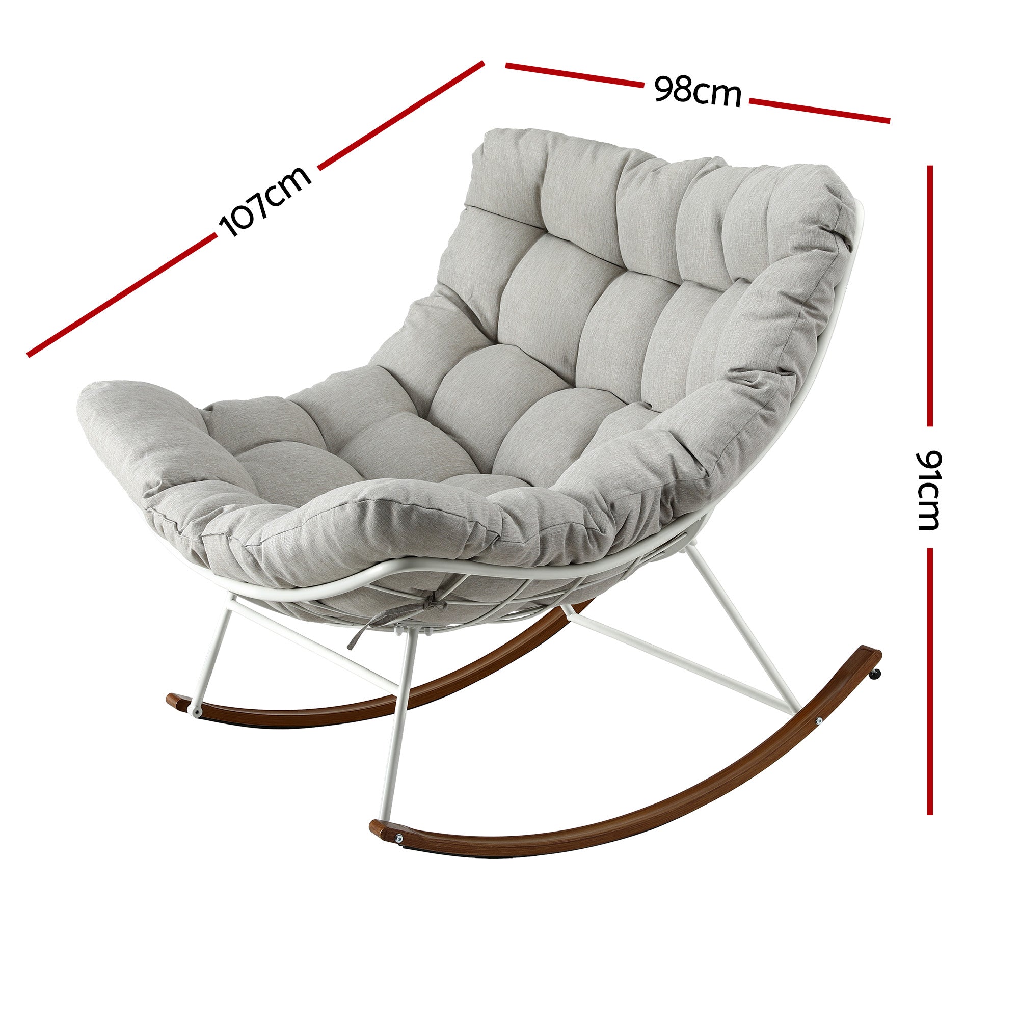 Gardeon Outdoor Rocking Chair Furniture Papasan Recliner Garden Patio Lounge Setting White-Furniture > Outdoor > Outdoor Chairs-PEROZ Accessories