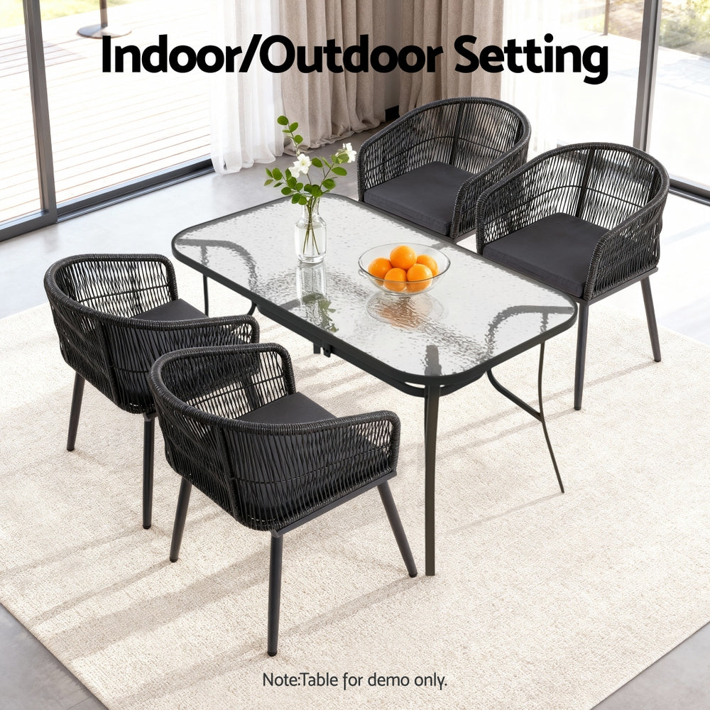 Gardeon 2PC Outdoor Dining Chairs Wicker Chair Patio Furniture Garden Steel Black-Furniture > Outdoor > Outdoor Chairs-PEROZ Accessories