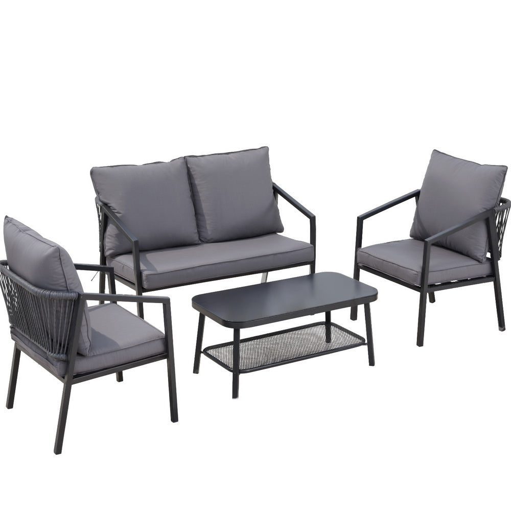 Gardeon 4 Seater Outdoor Sofa Set 4PCS Table Chair Setting Patio Furniture-Furniture > Outdoor > Outdoor Sofas & Lounge Sets-PEROZ Accessories
