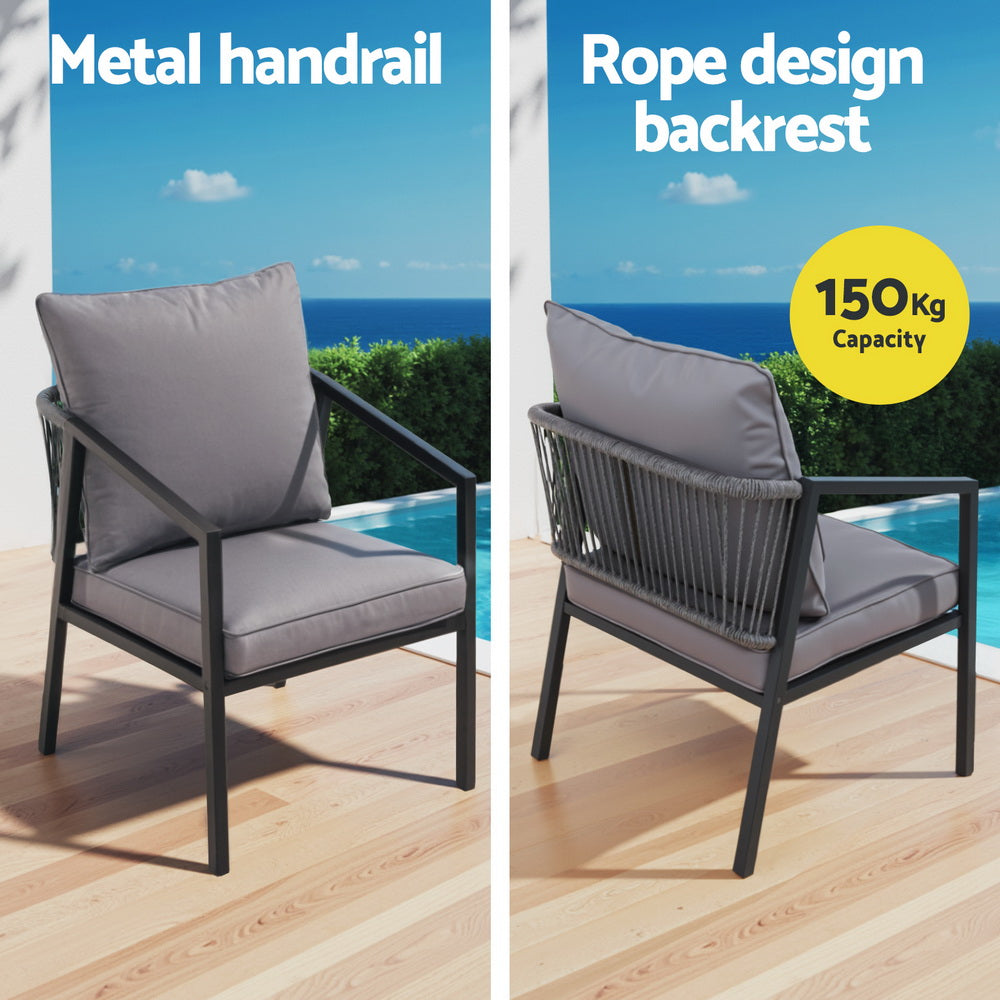 Gardeon 4 Seater Outdoor Sofa Set 4PCS Table Chair Setting Patio Furniture-Furniture > Outdoor > Outdoor Sofas & Lounge Sets-PEROZ Accessories