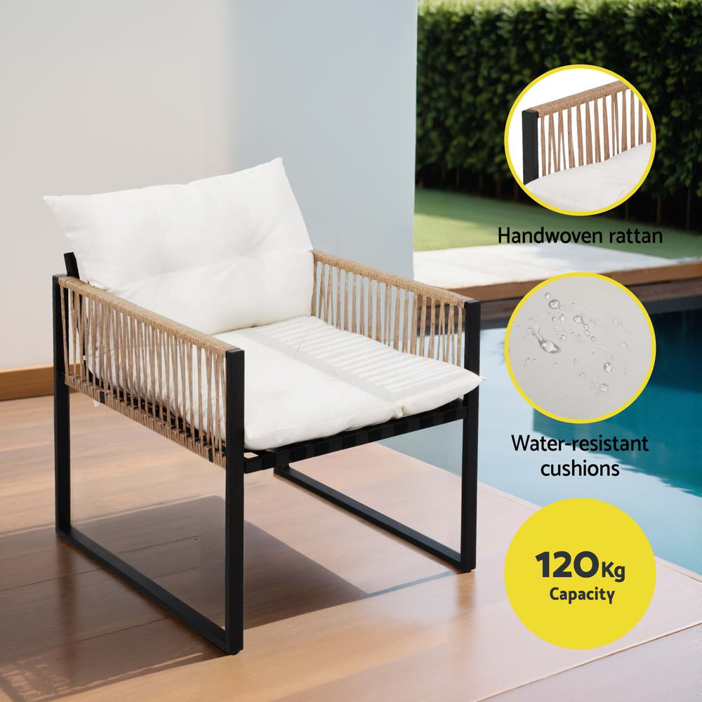 Gardeon 4 Seater Outdoor Sofa Set 4PCS Table Chair Set Garden Patio Furniture-Furniture > Outdoor > Outdoor Sofas & Lounge Sets-PEROZ Accessories