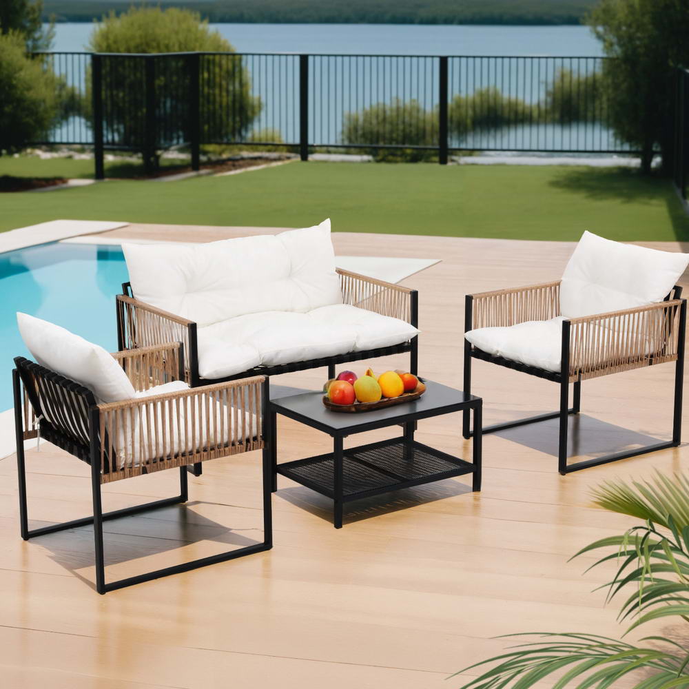 Gardeon 4 Seater Outdoor Sofa Set 4PCS Table Chair Set Garden Patio Furniture-Furniture > Outdoor > Outdoor Sofas & Lounge Sets-PEROZ Accessories
