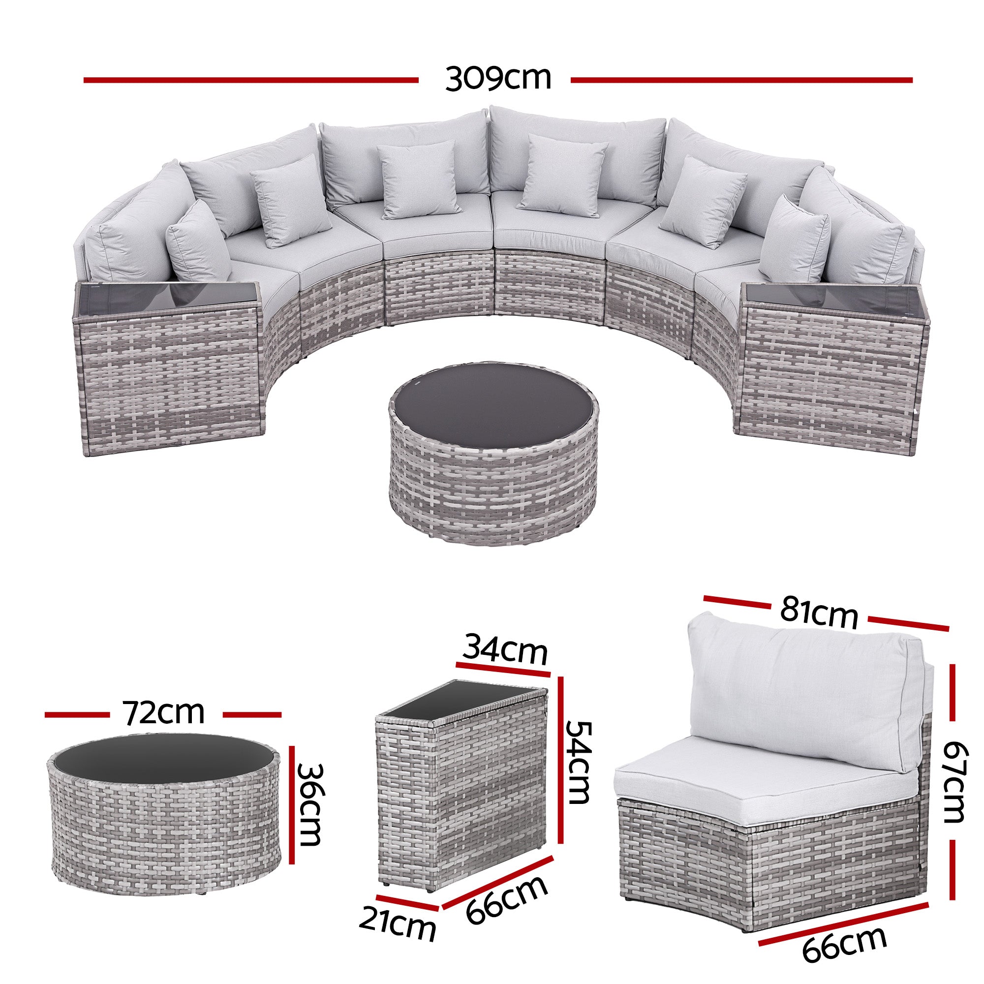 Gardeon 6 Seater Outdoor Sofa Set 9PCS Table Chair Set Garden Rattan Patio Furniture-Furniture > Outdoor > Outdoor Sofas & Lounge Sets-PEROZ Accessories