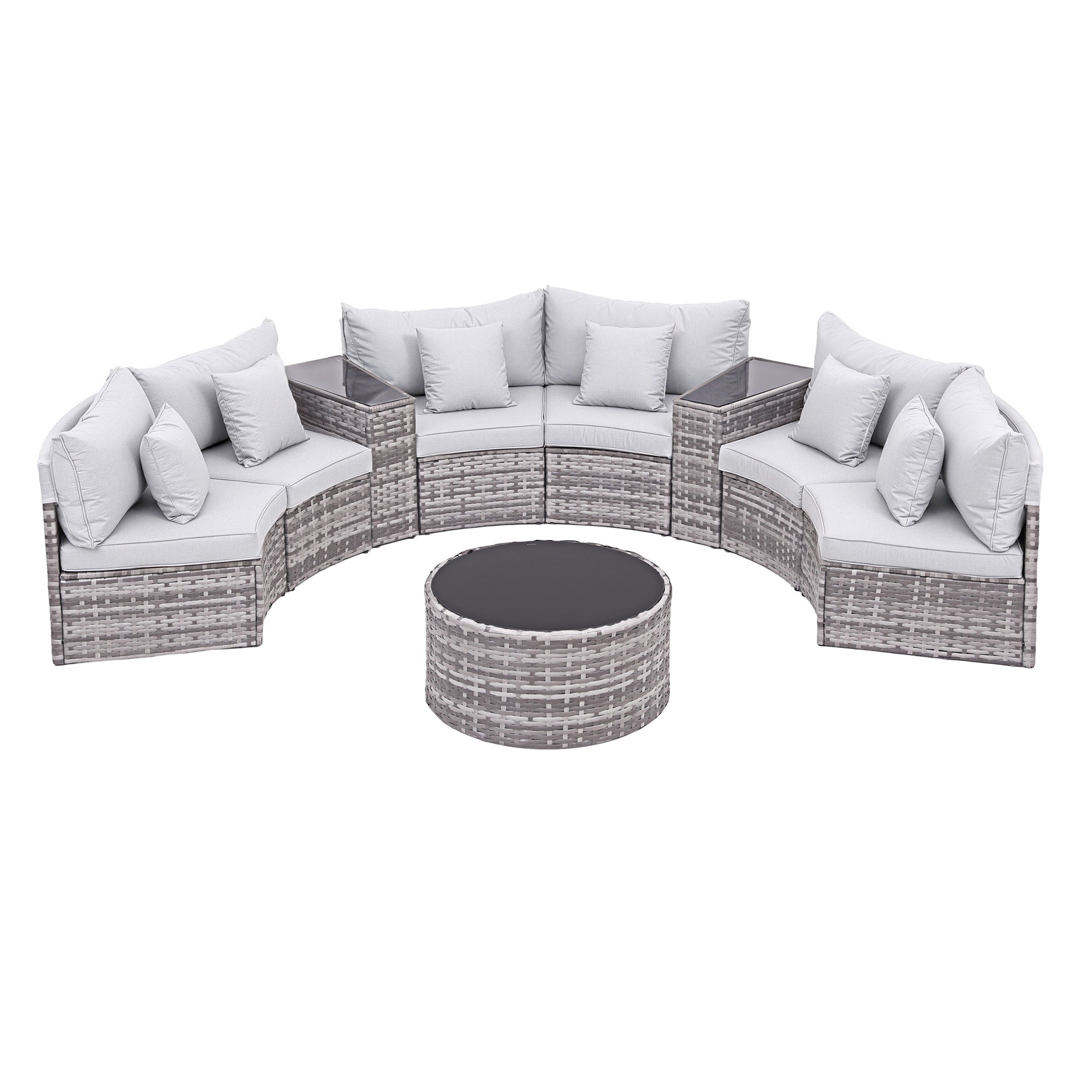 Gardeon 6 Seater Outdoor Sofa Set 9PCS Table Chair Set Garden Rattan Patio Furniture-Furniture > Outdoor > Outdoor Sofas & Lounge Sets-PEROZ Accessories