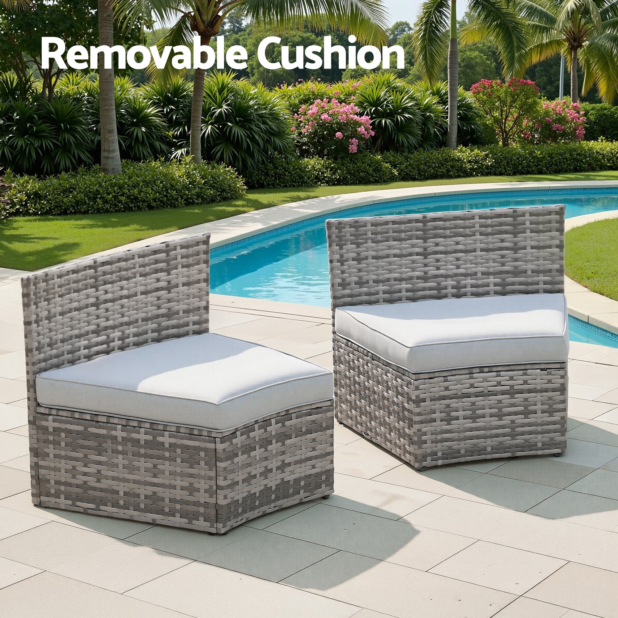 Gardeon 2 PCS Outdoor Sofa Set Rattan Modular Chair Garden Patio Furniture Grey-Furniture > Outdoor > Outdoor Sofas & Lounge Sets-PEROZ Accessories