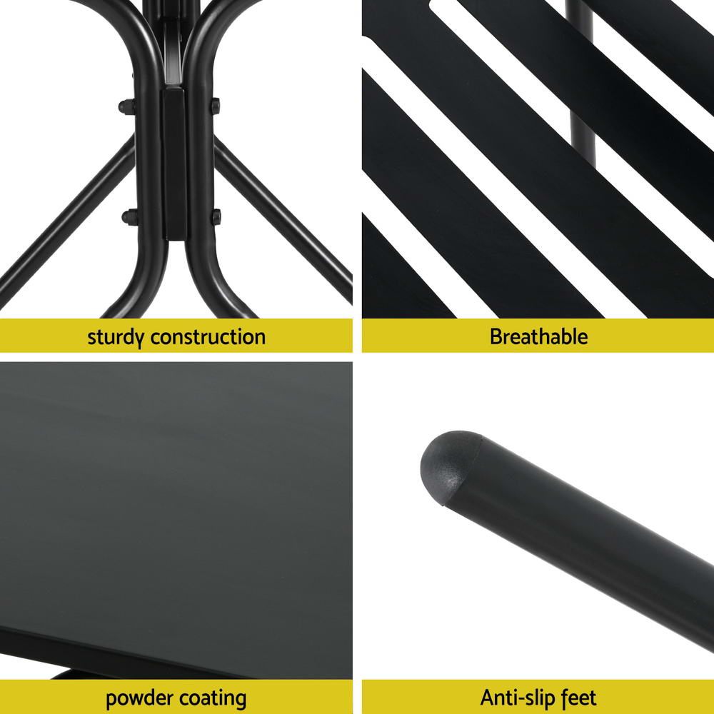 Gardeon 3PC Outdoor Bistro Set Patio Furniture Steel Table and Chairs Black-Furniture > Outdoor > Outdoor Dining Sets-PEROZ Accessories