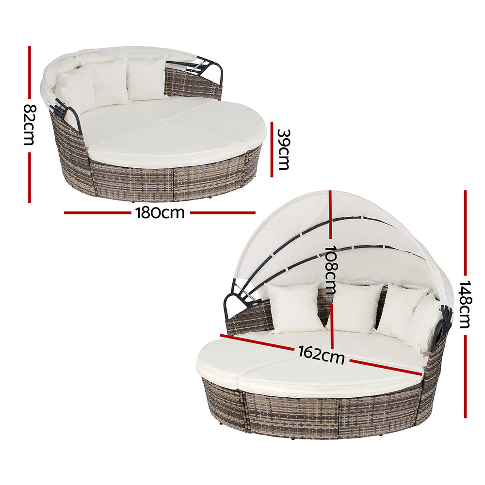 Gardeon Outdoor Day Bed Sun Lounge Setting Wicker Lounger Furniture Patio Beige Set of 3-Furniture > Sofas > Sofas & Sofa Beds-PEROZ Accessories