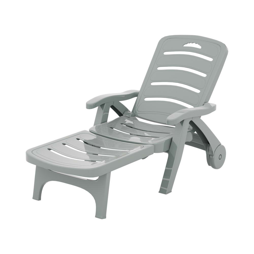Gardeon Sun Lounger Folding Lounge Chair Wheels Patio Outdoor Furniture Grey-Furniture > Outdoor-PEROZ Accessories