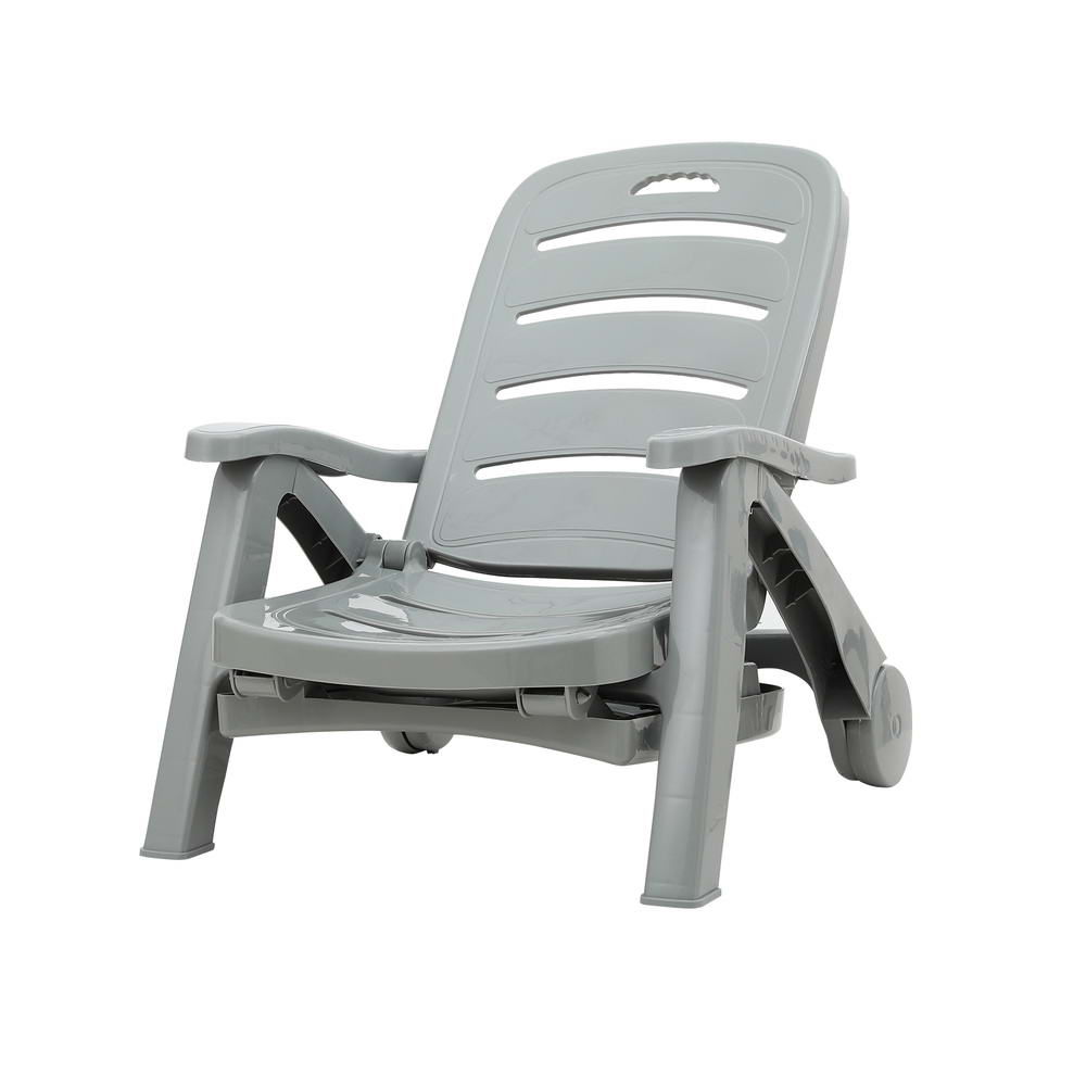 Gardeon Sun Lounger Folding Lounge Chair Wheels Patio Outdoor Furniture Grey-Furniture > Outdoor-PEROZ Accessories