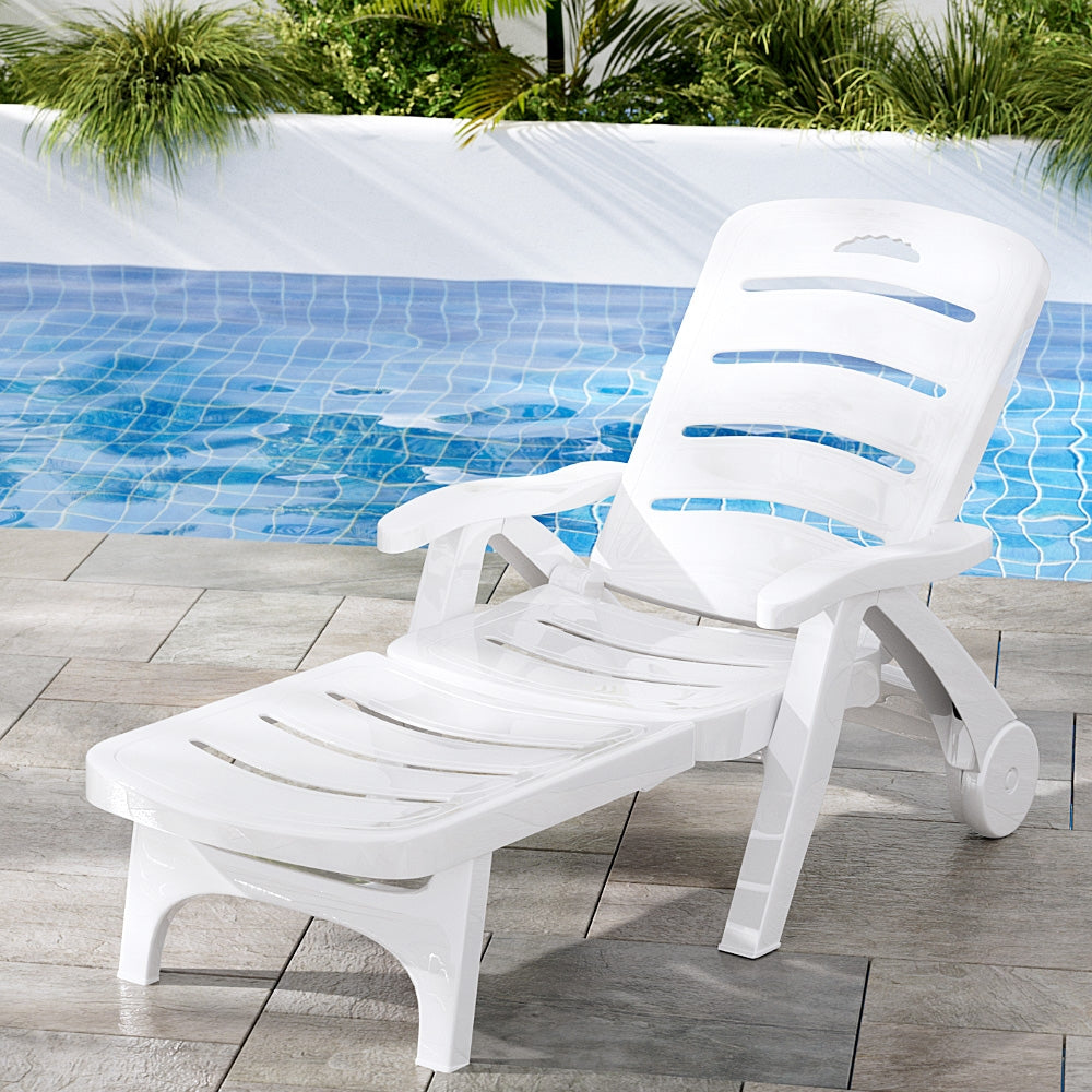 Gardeon Sun Lounger Folding Chaise Lounge Chair Wheels Patio Outdoor Furniture-Furniture > Outdoor-PEROZ Accessories