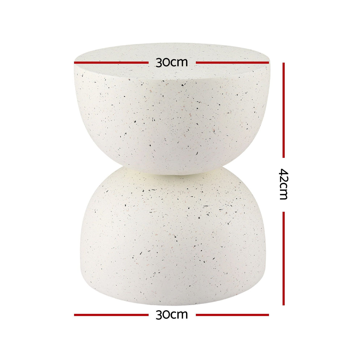 Gardeon Outdoor Side Table MGO Hourglass Garden Stool Terrazzo Look White-Furniture > Living Room > Side Tables-PEROZ Accessories