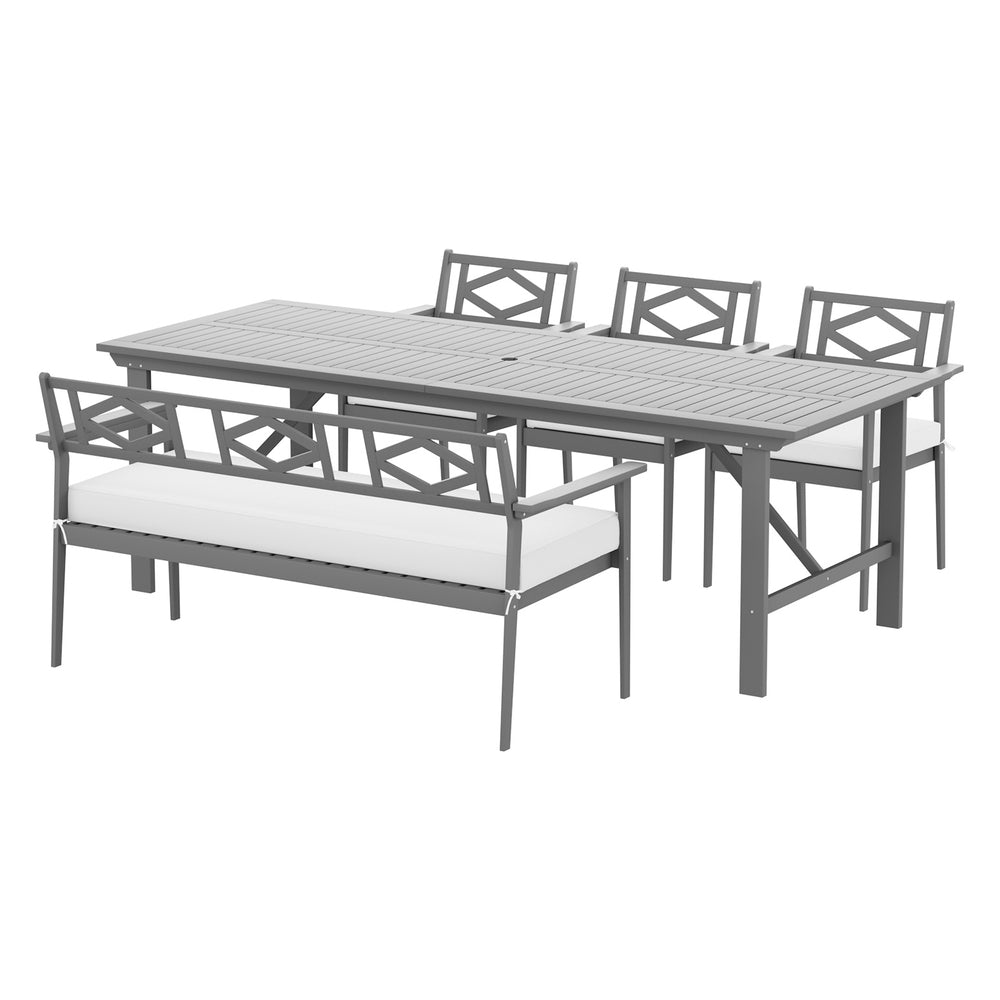 Gardeon Outdoor Dining Set 5 Piece Wooden Table Chairs Setting Grey-Outdoor Dining Sets-PEROZ Accessories