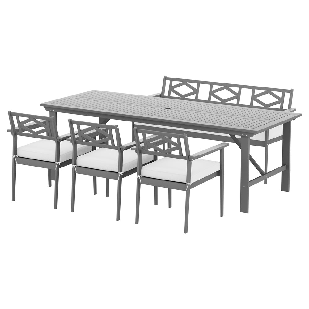 Gardeon Outdoor Dining Set 5 Piece Wooden Table Chairs Setting Grey-Outdoor Dining Sets-PEROZ Accessories