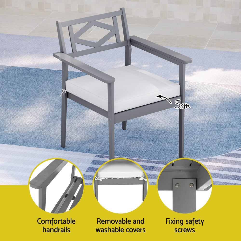Gardeon Outdoor Dining Set 5 Piece Wooden Table Chairs Setting Grey-Outdoor Dining Sets-PEROZ Accessories
