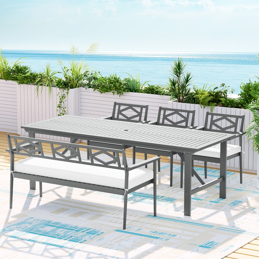 Gardeon Outdoor Dining Set 5 Piece Wooden Table Chairs Setting Grey-Outdoor Dining Sets-PEROZ Accessories