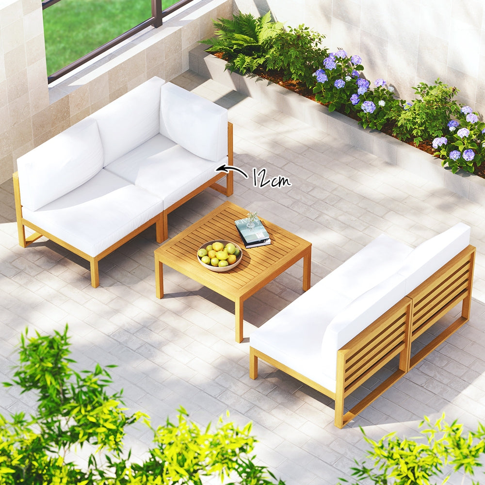 Gardeon 4-Seater Outdoor Sofa Set Wooden Lounge Setting 5PCS-Outdoor Sofa Sets-PEROZ Accessories