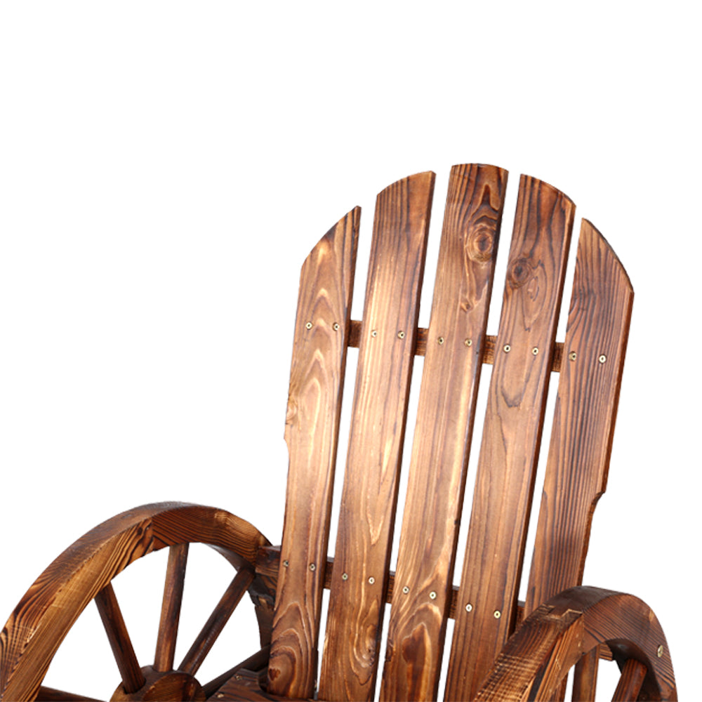Gardeon Wagon Wheels Rocking Chair - Brown-Outdoor Recliners-PEROZ Accessories