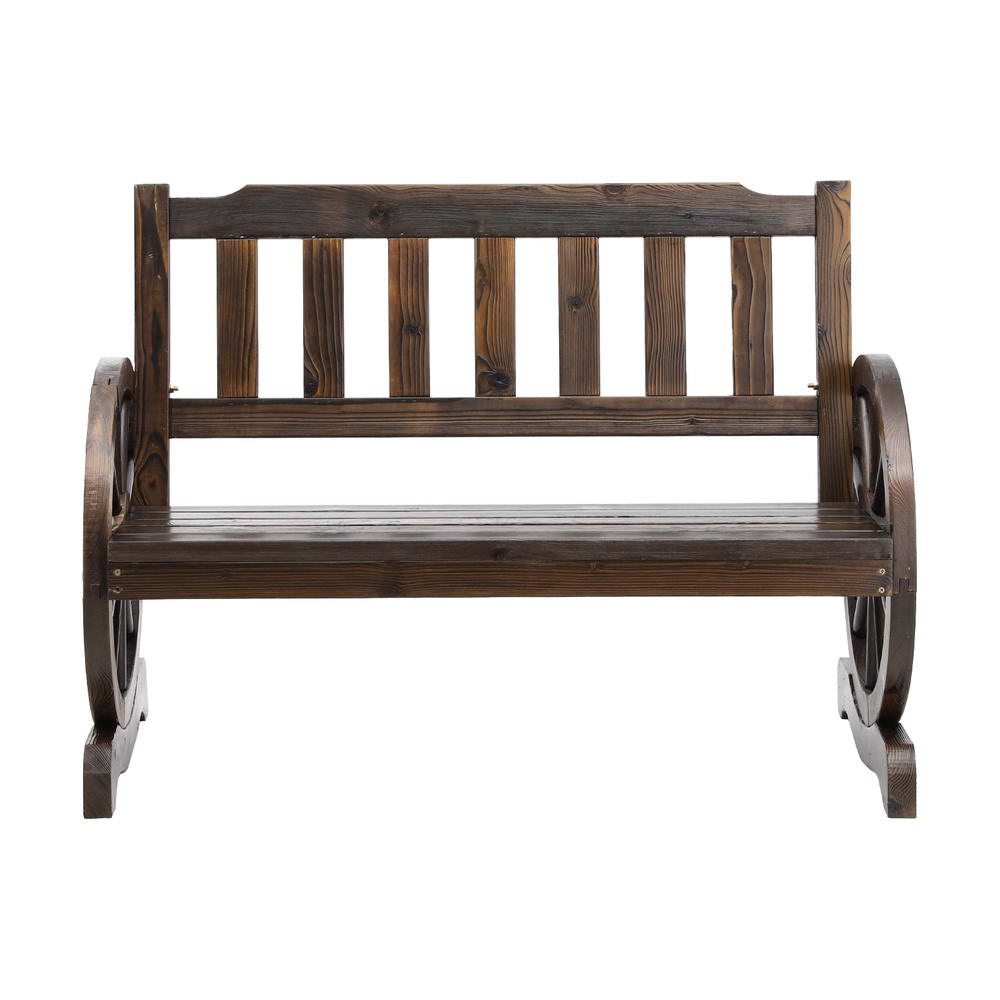 Gardeon Outdoor Garden Bench Wooden 2 Seater Wagon Chair Patio Furniture Brown-Outdoor Benches-PEROZ Accessories