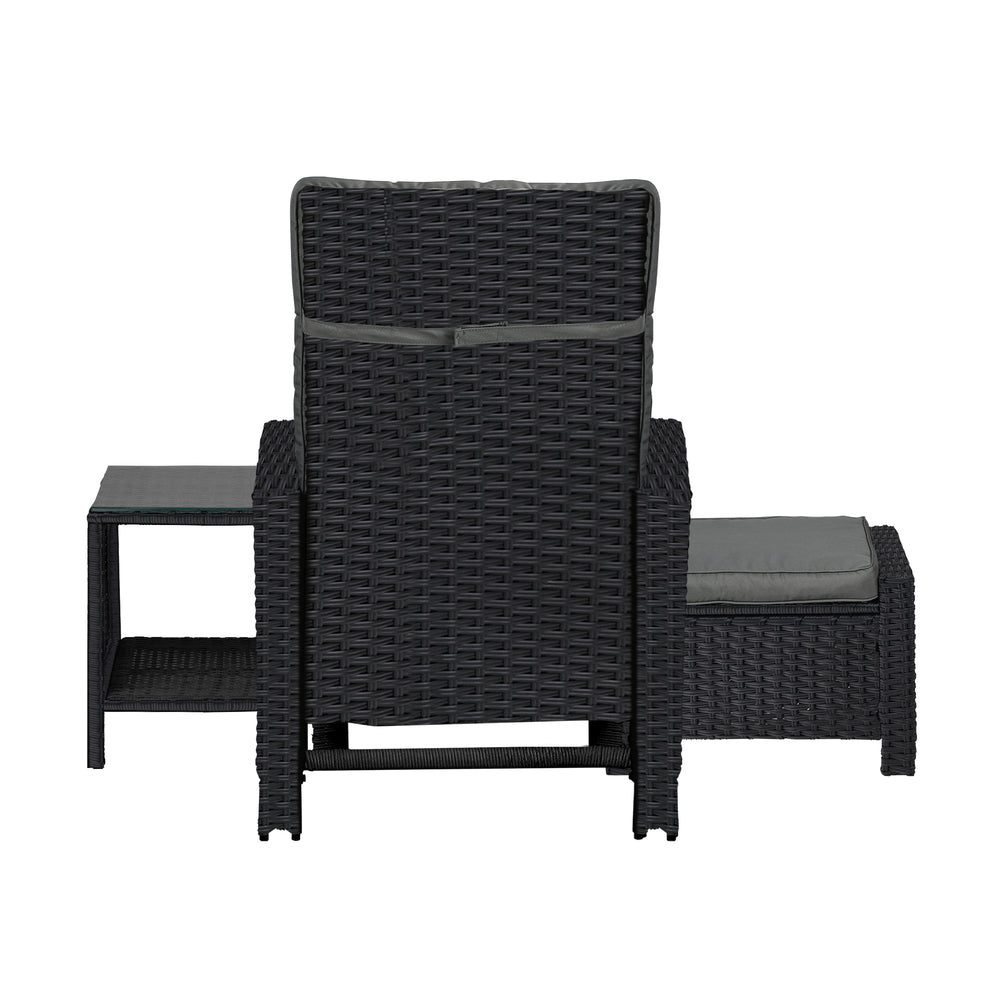 Livsip Recliner Chairs & Table Outdoor Furniture Wicker Sofa Patio Set Garden-Outdoor Recliners-PEROZ Accessories