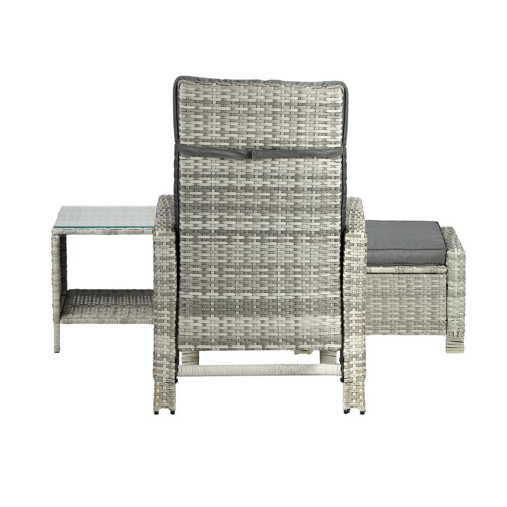 Livsip Recliner Chair Outdoor Sun Lounge Setting Wicker Sofa Patio Furniture 3PC-Outdoor Recliners-PEROZ Accessories