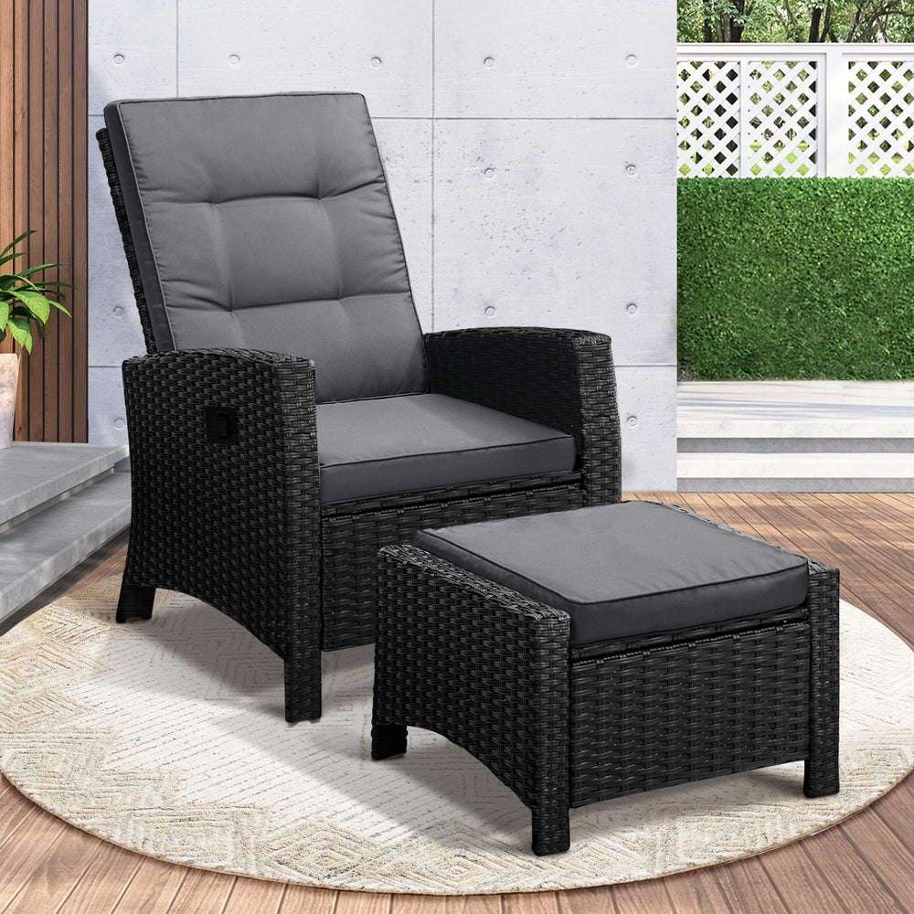 Livsip Outdoor Recliner Chairs Sun Lounge Wicker Sofa Patio Furniture Garden-Sun Lounges-PEROZ Accessories