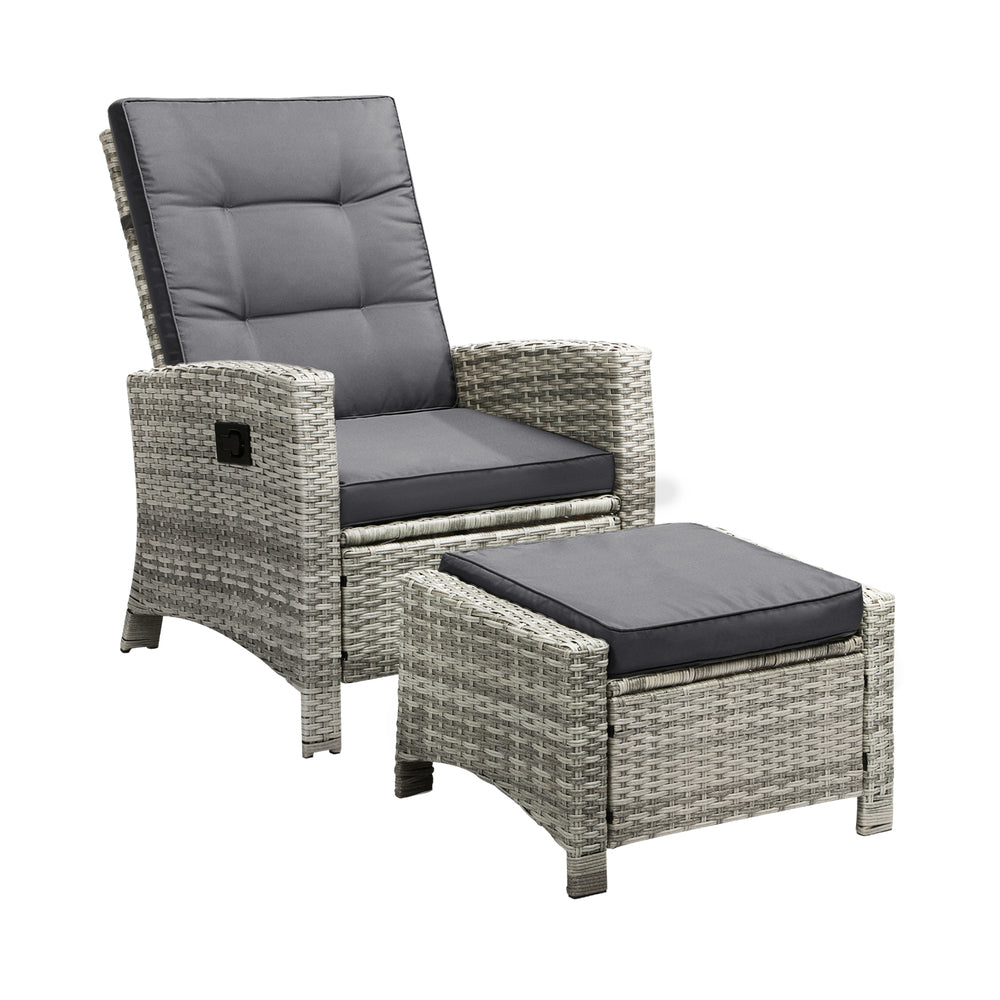 Livsip Recliner Chairs Sun lounge Outdoor Furniture Wicker Patio Garden Sofa-Sun Lounges-PEROZ Accessories
