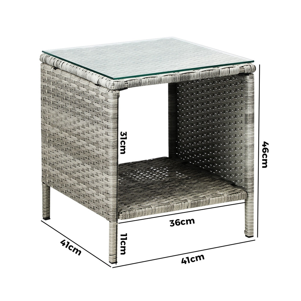 Livsip Rattan Side Table Outdoor Furniture Coffee Patio Desk Indoor Garden Decor-Outdoor Recliner-PEROZ Accessories