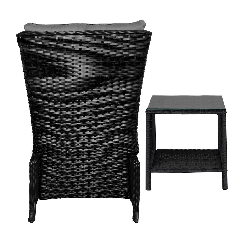 Livsip Outoodr Recliner Chair & Table Sun Lounge Outdoor Furniture Patio Setting-Outdoor Recliners-PEROZ Accessories