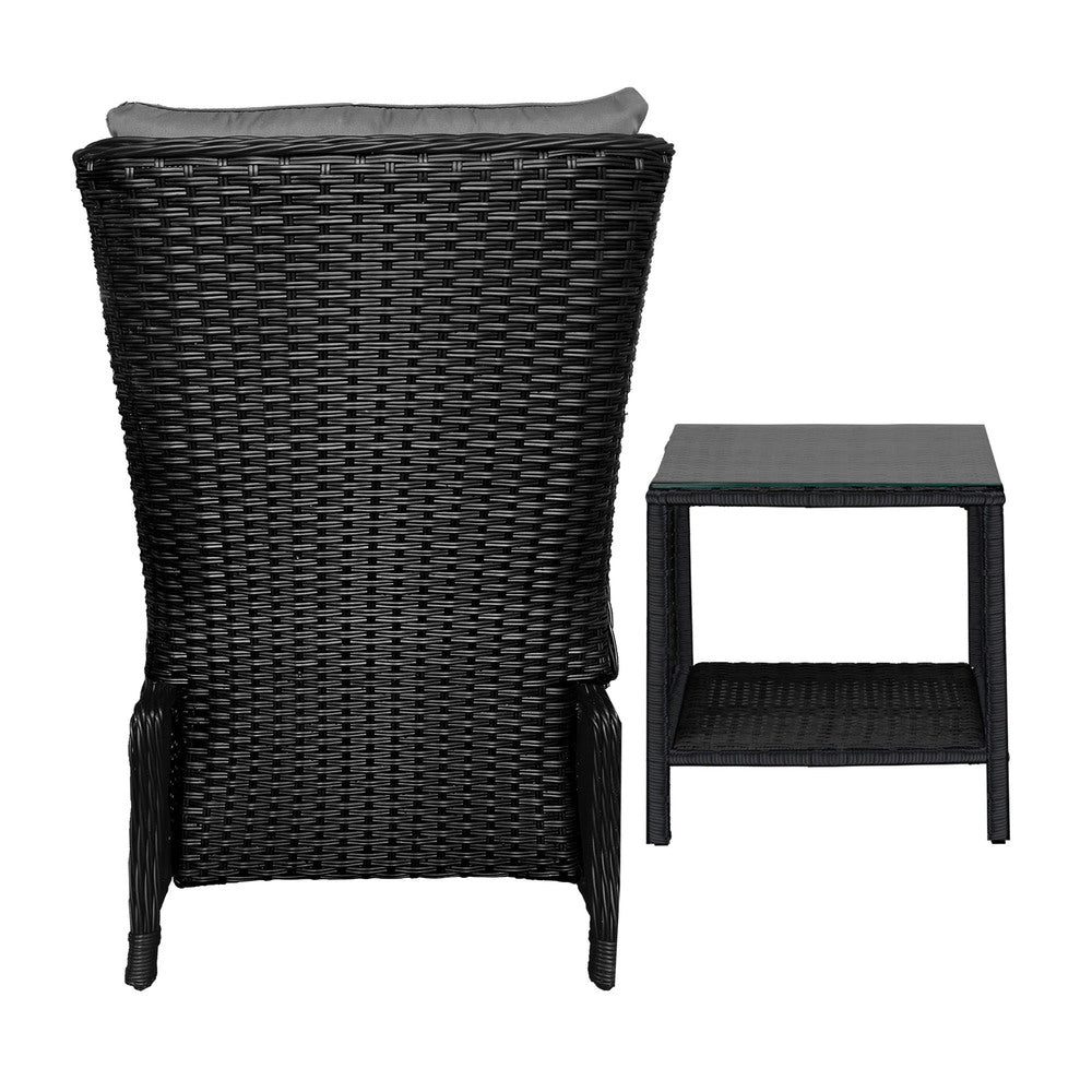 Livsip Outoodr Recliner Chair & Table Sun Lounge Outdoor Furniture Patio Setting-Sun Lounges-PEROZ Accessories