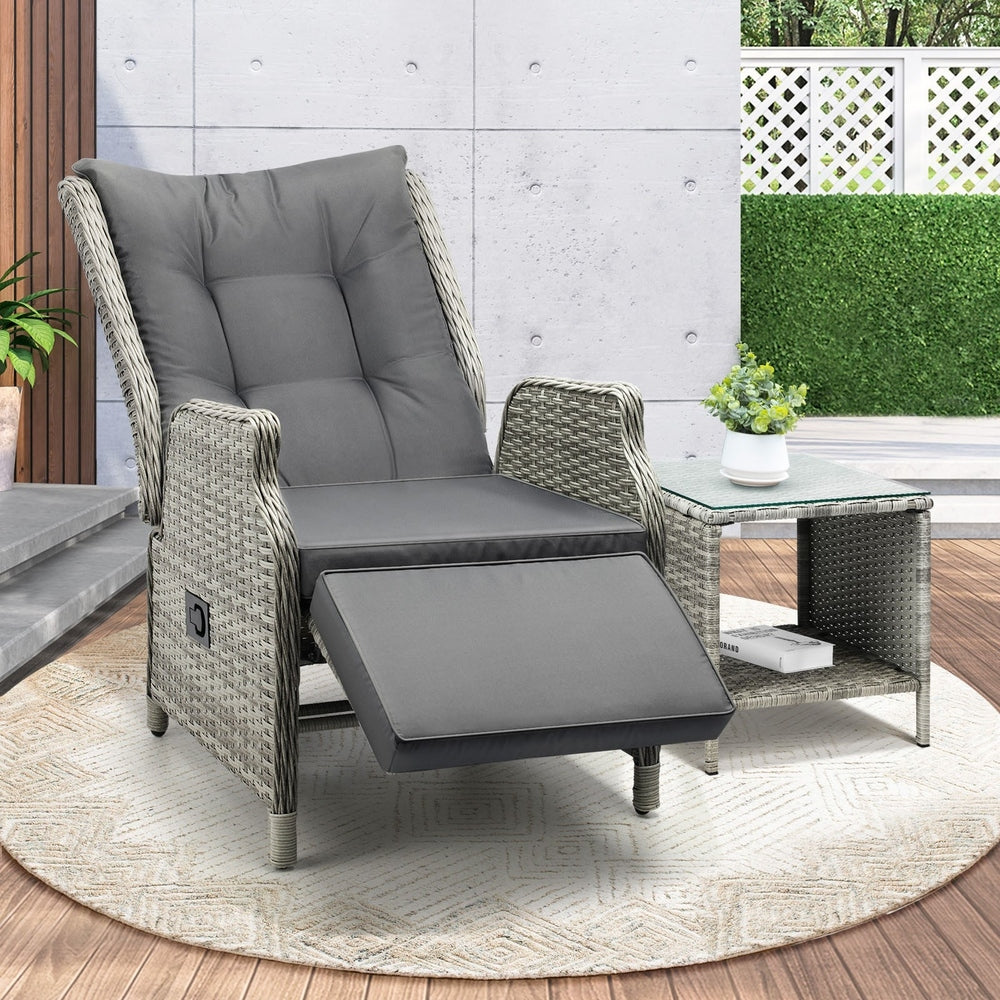Livsip Outoodr Recliner Chair Sun Lounge & Table Set utdoor Furniture Patio Sofa-Sun Lounges-PEROZ Accessories