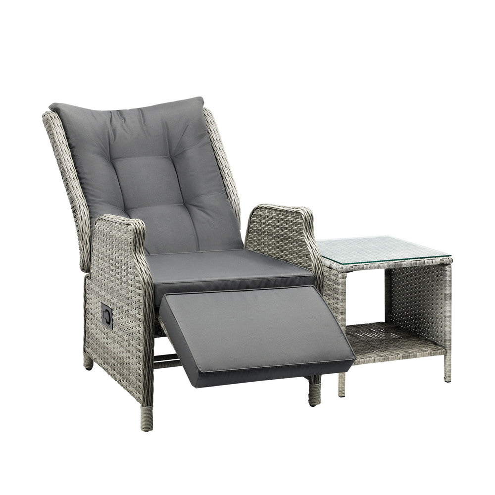 Livsip Outoodr Recliner Chair Sun Lounge & Table Set utdoor Furniture Patio Sofa-Sun Lounges-PEROZ Accessories
