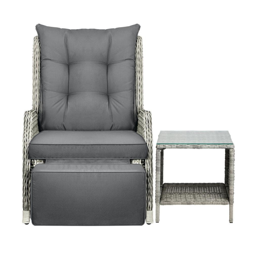 Livsip Outoodr Recliner Chair Sun Lounge & Table Set utdoor Furniture Patio Sofa-Outdoor Recliners-PEROZ Accessories
