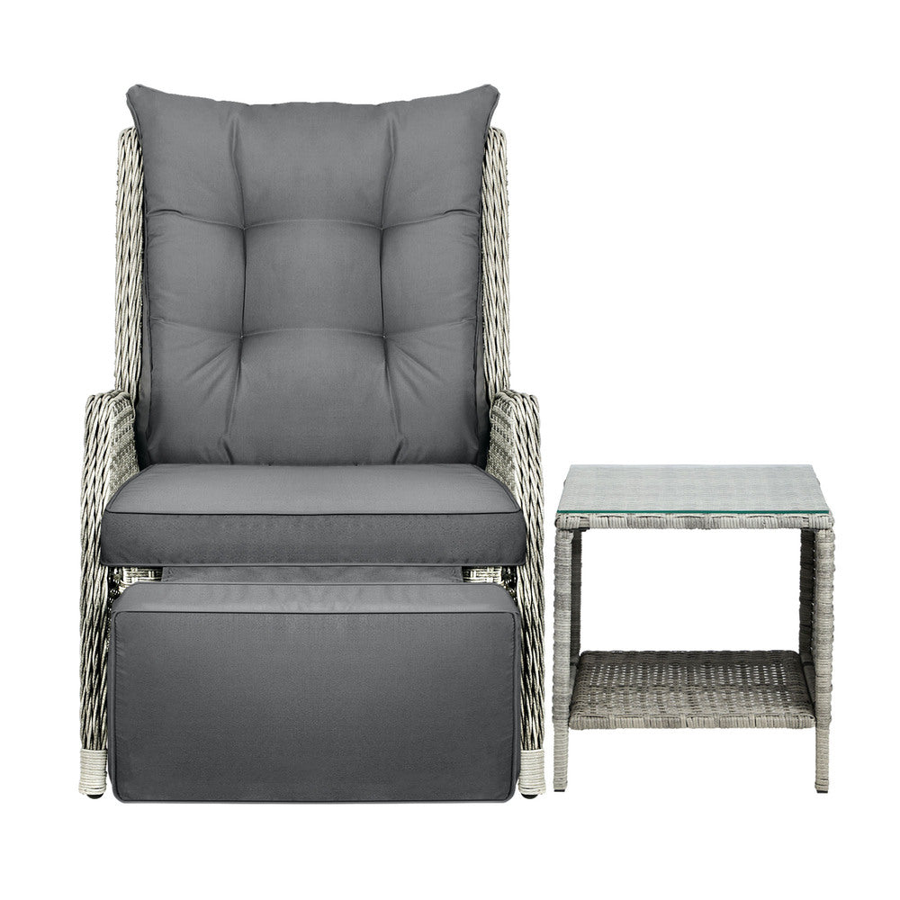 Livsip Outoodr Recliner Chair Sun Lounge & Table Set utdoor Furniture Patio Sofa-Sun Lounges-PEROZ Accessories